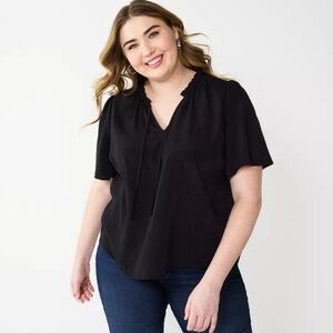 Nine West Size Large Short Sleeve Blouse W/ Ties